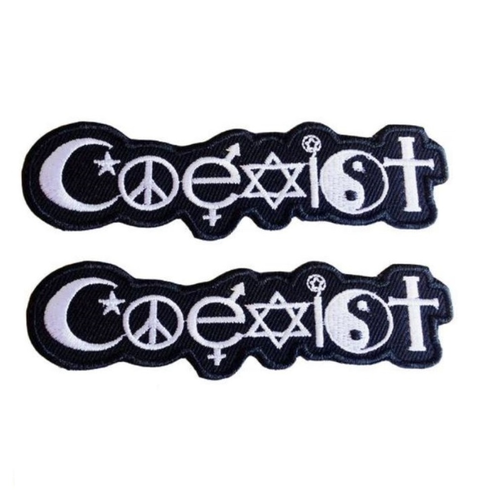 NEW (2) NEW COEXIST IRON ON PATCHES EMBROIDERED BADGES